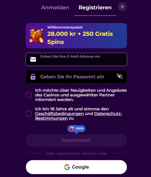 spintein casino registration
